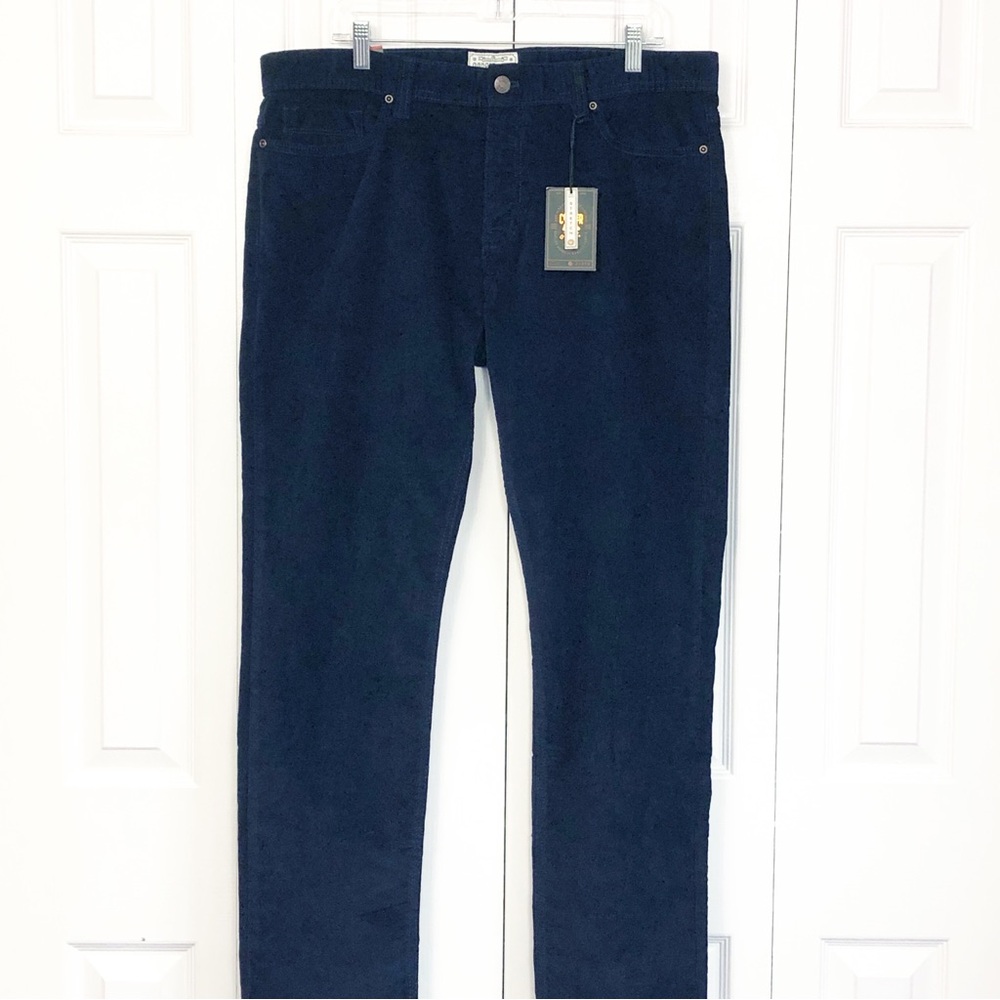 NWT Copper & Oak Men's 36x32 Dark Blue Corduroy Straight Leg Pants